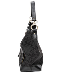 FENDI Fendi Black Zucchino Canvas Front Pocket Hobo (Authentic Pre-Loved)