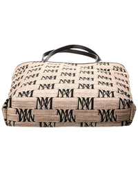 Max Mara All-Over Logo Print Leather-Trim Tote