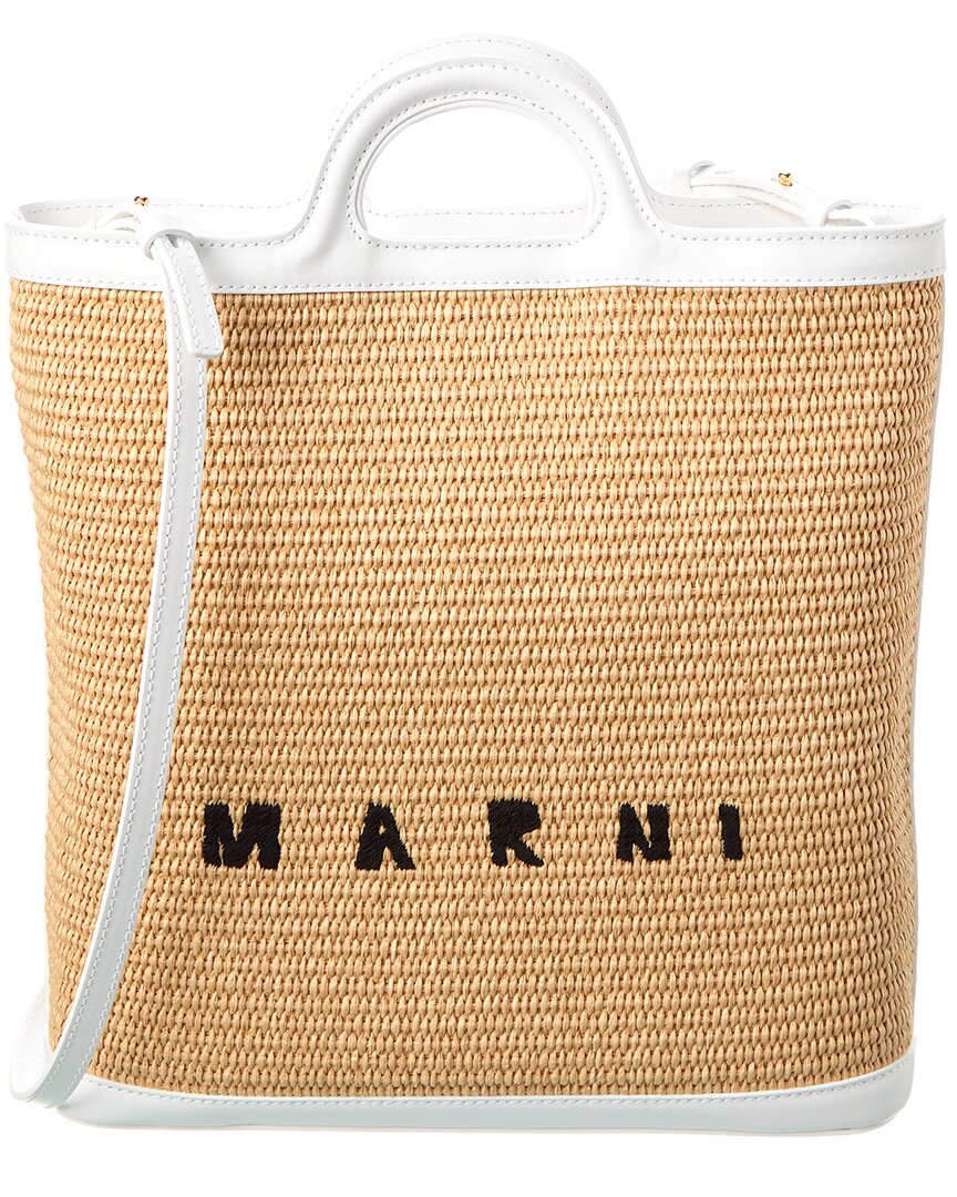 Marni Tropicalia Leather-Trim Tote