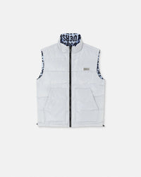 Versace Jeans Couture Monogram Ice Grey Puffer Reversible Mens Vest-
