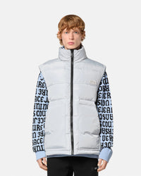 Versace Jeans Couture Monogram Ice Grey Puffer Reversible Mens Vest-
