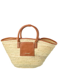 Jacquemus Jacquemus Le Panier Soli Palm & Leather Tote, Brown