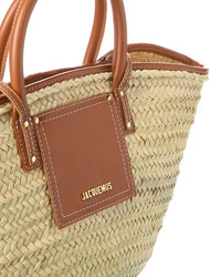 Jacquemus Jacquemus Le Panier Soli Palm & Leather Tote, Brown