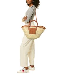 Jacquemus Jacquemus Le Panier Soli Palm & Leather Tote, Brown