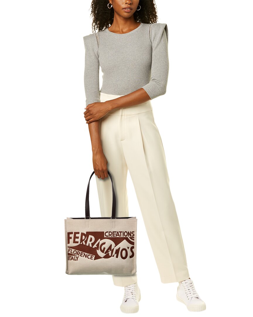 Ferragamo Logo Medium Canvas & Leather Tote – Bluefly