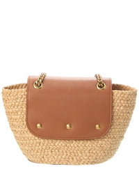 Saint Laurent Manon Mini Raffia & Leather Tote