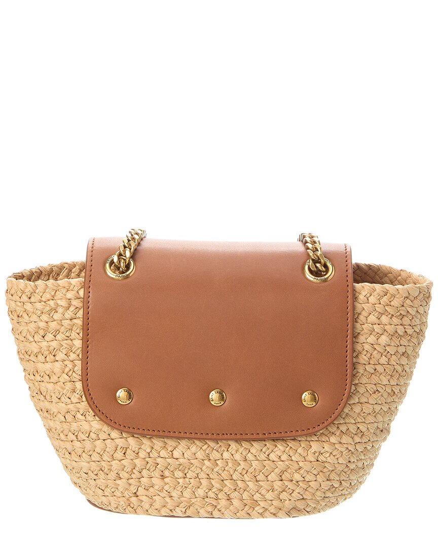 Saint Laurent Manon Mini Raffia & Leather Tote