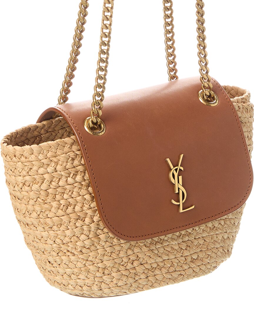 Saint Laurent Manon Mini Raffia & Leather Tote