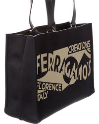 Ferragamo Logo Medium Canvas & Leather Tote