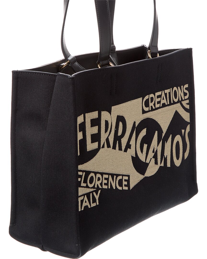 Ferragamo Logo Medium Canvas & Leather Tote