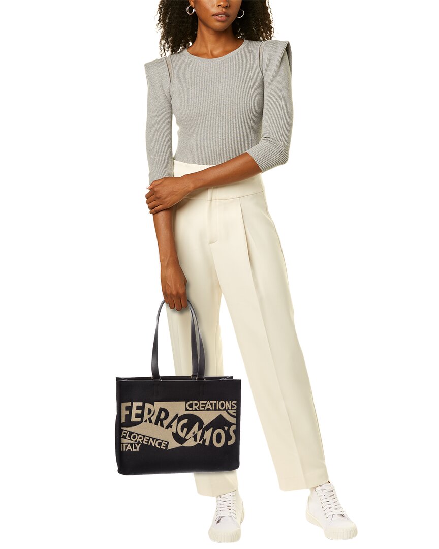 Ferragamo Logo Medium Canvas & Leather Tote – Bluefly
