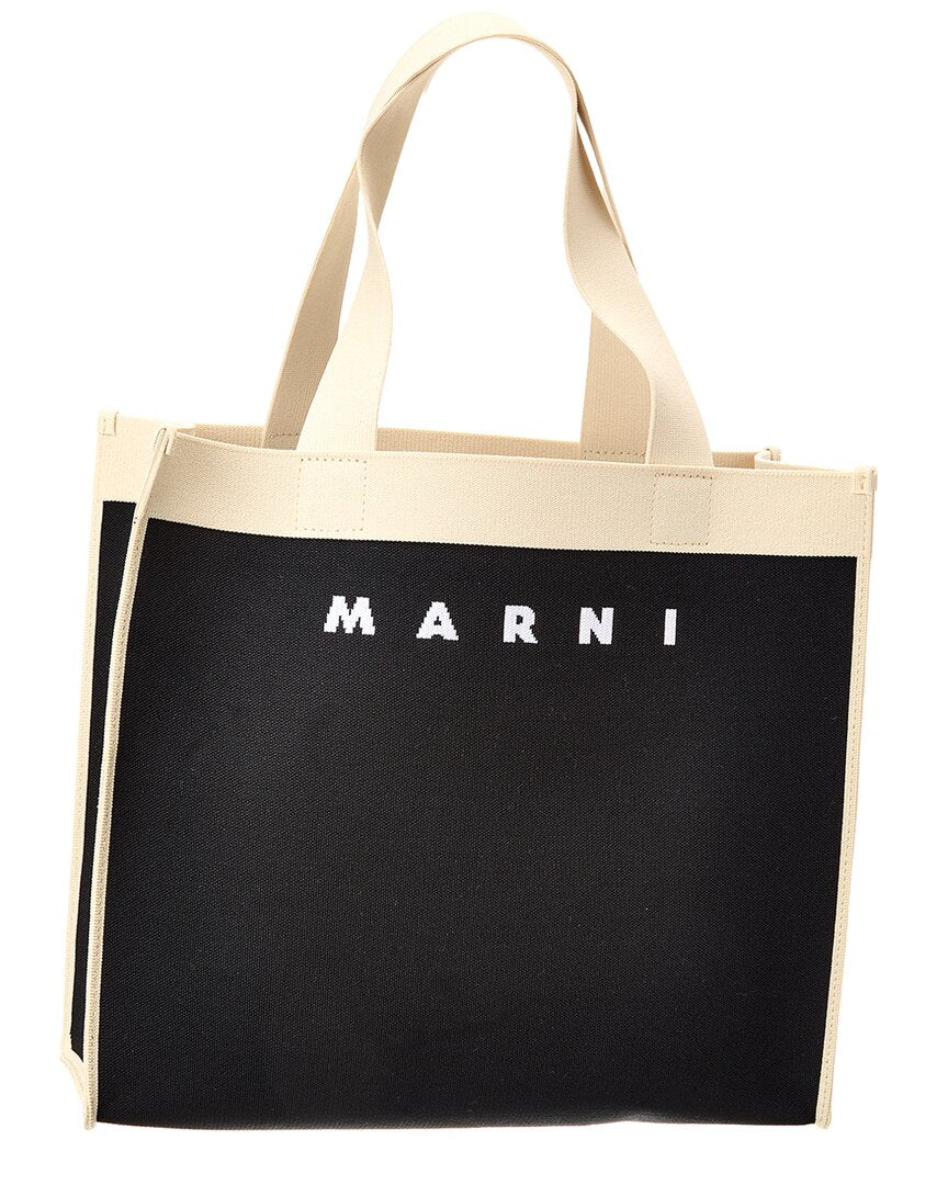 【MARNI】JACQUARD MEDIUM TOTE BAG Marni Logo Jacquard Medium Canvas Tote – Bluefly