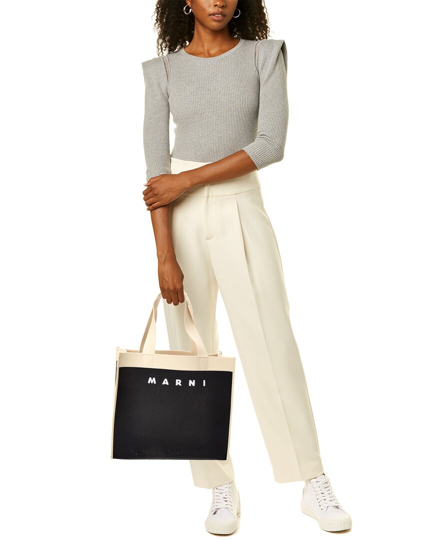 Marni Logo Jacquard Medium Canvas Tote