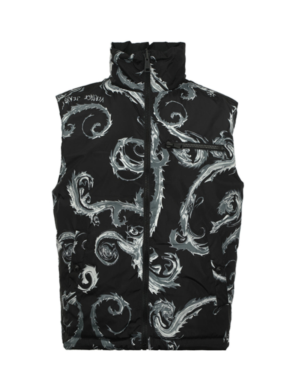 Versace Jeans Couture Baroque Black/Silver Puffer Reversible Mens Vest-