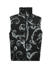 Versace Jeans Couture Baroque Black/Silver Puffer Reversible Mens Vest-