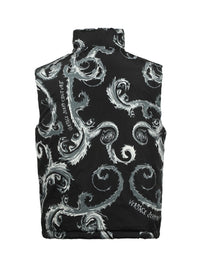 Versace Jeans Couture Baroque Black/Silver Puffer Reversible Mens Vest-