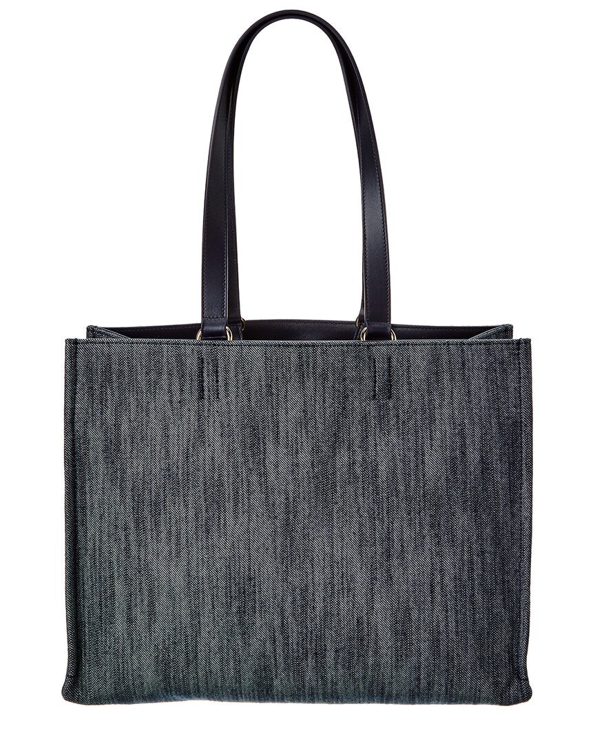 Ferragamo Logo Medium Denim & Leather Tote