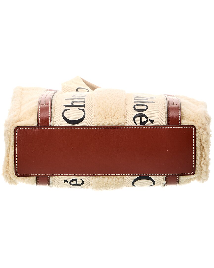 Chloé Woody Small Shearling & Leather Tote (Authentic Pre-Owned