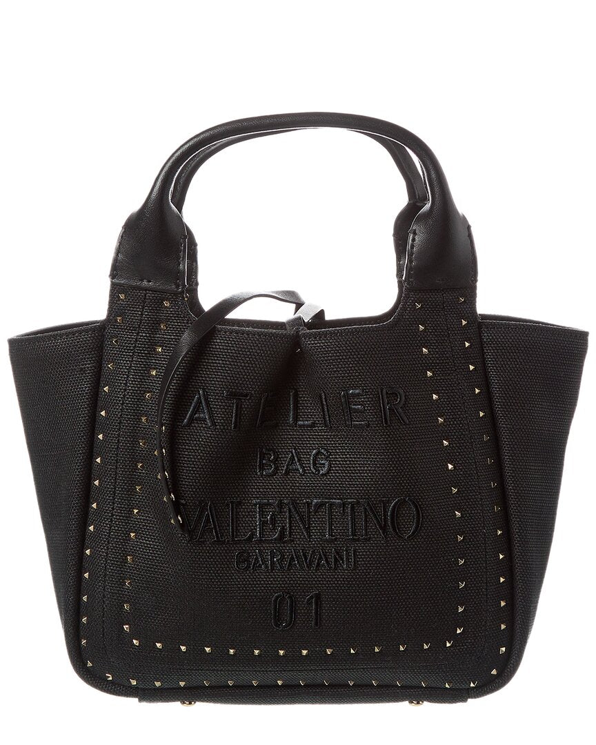 Valentino Atelier Canvas & Leather Tote (Authentic Pre-Owned) Black ONE SIZE