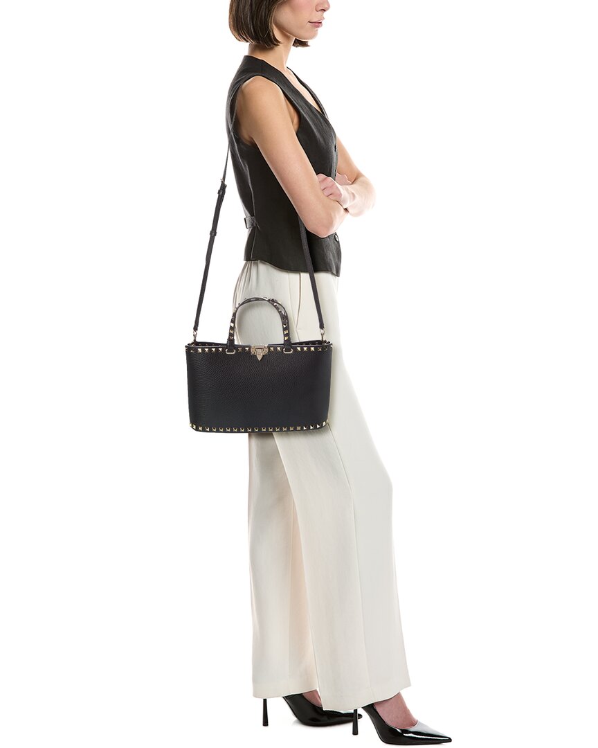 Valentino Rockstud Small Grainy Leather Tote