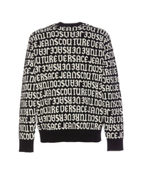 Versace Jeans Couture Black/White Wool Blend Mens Logo Knitwear