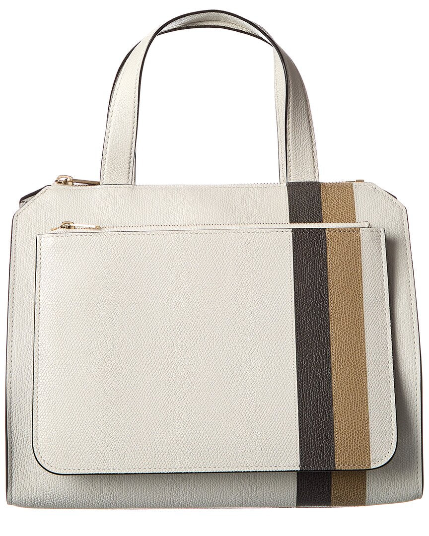 Valextra Passepartout Medium Leather Tote Grey Multi ONE SIZE