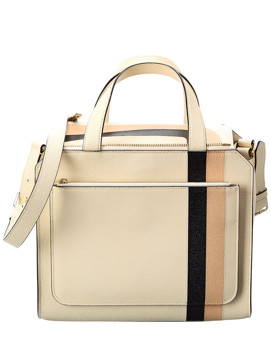 Valextra Passepartout Medium Leather Tote ONE SIZE White
