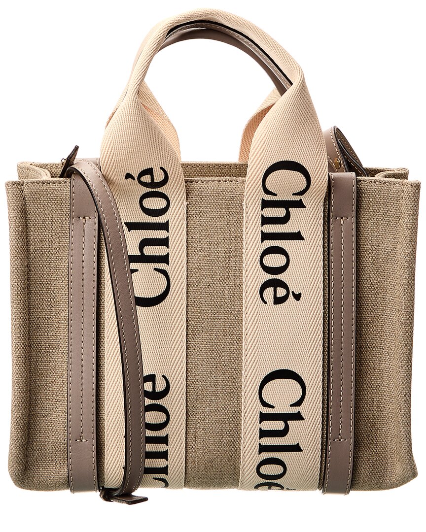 Chloé Woody Small Canvas & Leather Tote