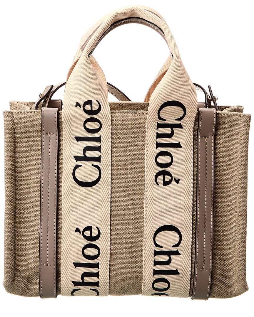 Chloé Woody Small Canvas & Leather Tote