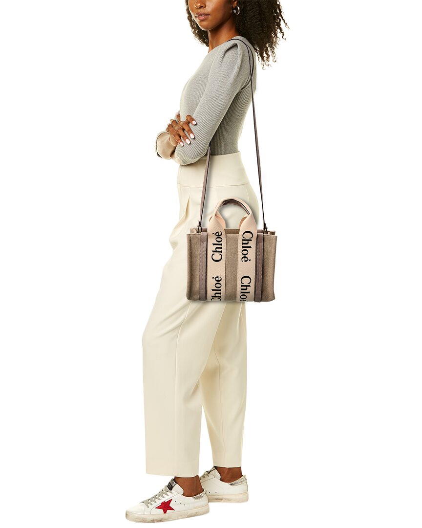 Chloé Woody Small Canvas & Leather Tote