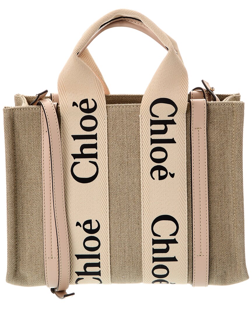 Chloé Chloé Woody Small Canvas & Leather Tote