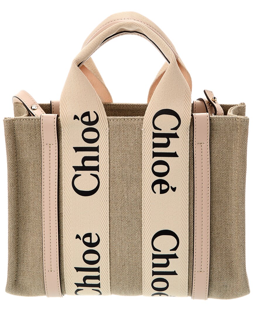 Chloé Chloé Woody Small Canvas & Leather Tote
