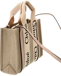 Chloé Chloé Woody Small Canvas & Leather Tote