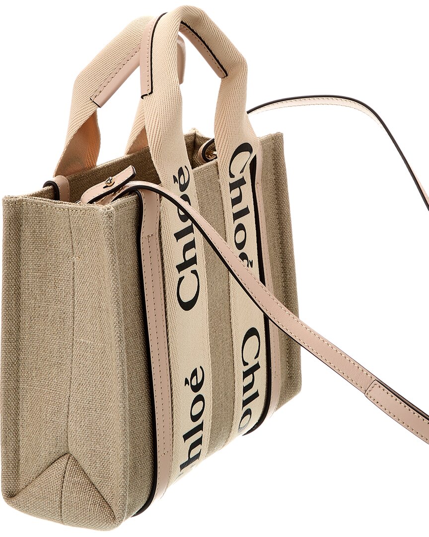 Chloé Chloé Woody Small Canvas & Leather Tote