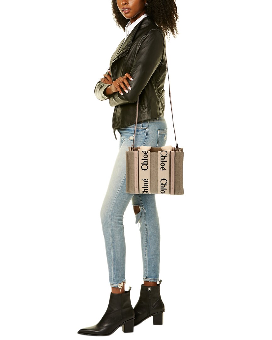 Chloé Chloé Woody Small Canvas & Leather Tote
