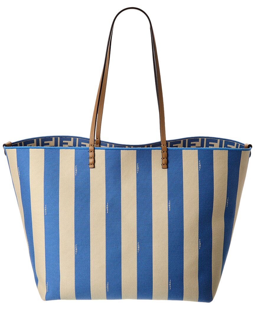 FENDI Fendi Roll Large Reversible Leather-Trim Tote