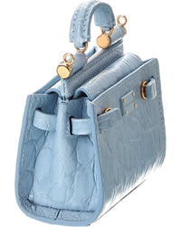 Dolce & Gabbana Sicily Micro Croc-Embossed Leather Tote