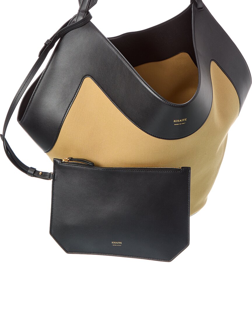 Khaite Lotus Medium Canvas & Leather Tote
