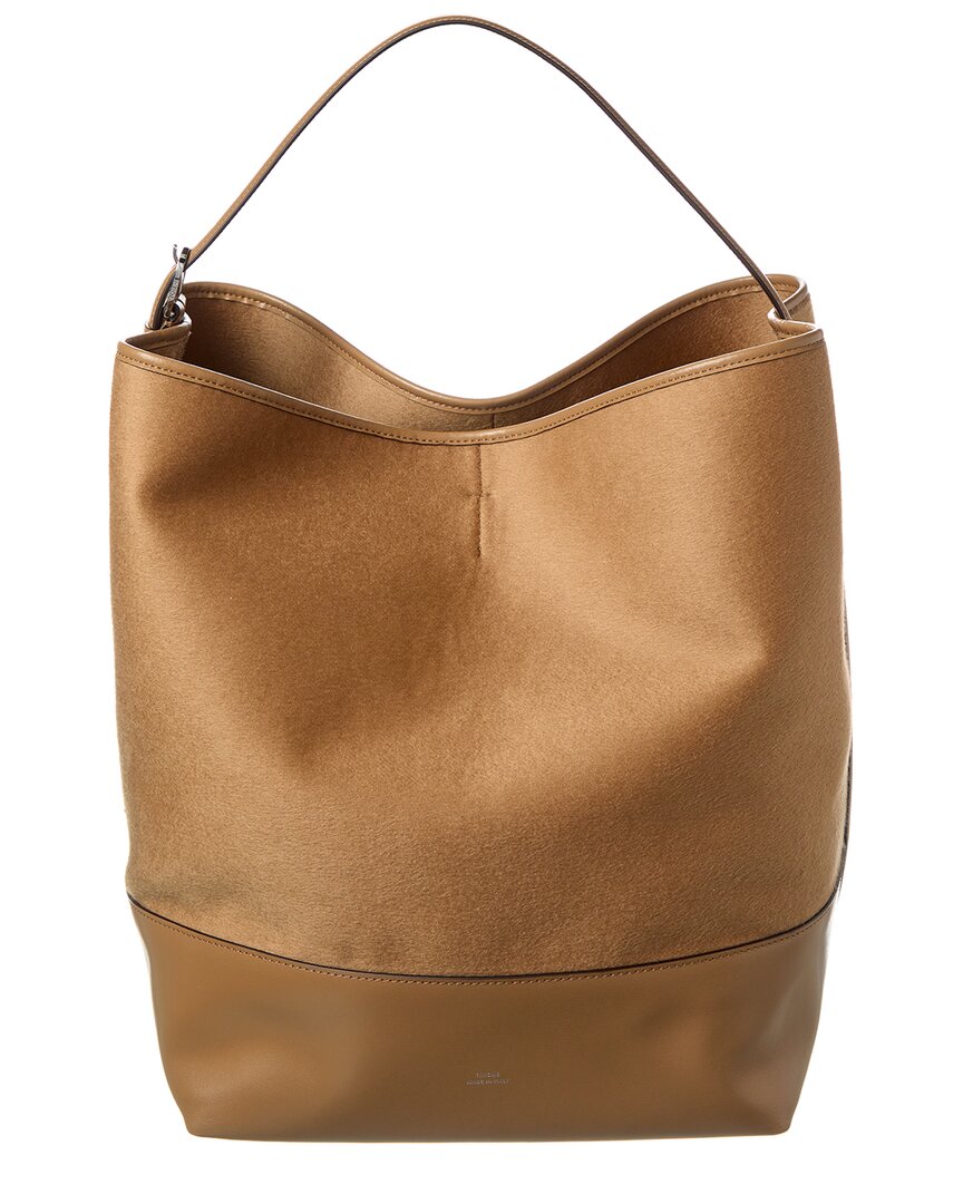 Toteme Wool & Leather Tote ONE SIZE Brown Multi