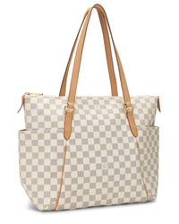 Louis Vuitton Pre-Owned Louis Vuitton White Damier Azur Coated Canvas Totally Mm (Authentic Pre-Loved)