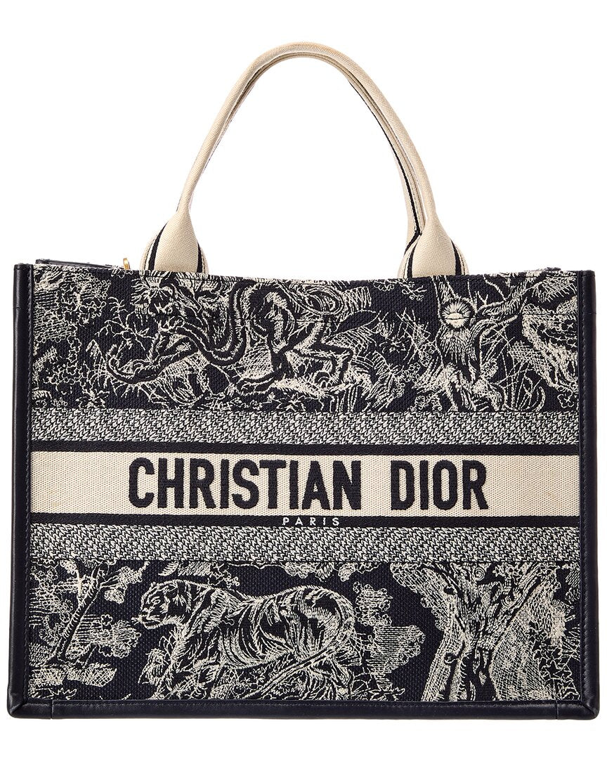 Pre-Owned Dior Blue Monogram Canvas Dior Medium Tote (Authentic Pre-Loved)