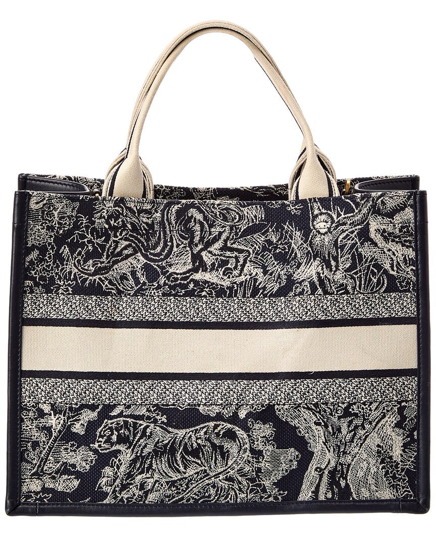 Pre-Owned Dior Blue Monogram Canvas Dior Medium Tote (Authentic Pre-Loved)