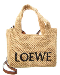 Loewe Font Mini Raffia Tote