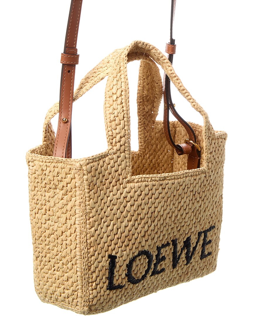 Loewe Font Mini Raffia Tote