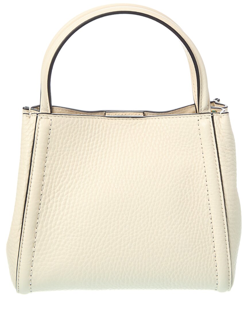 Valentino Vlogo Small Leather Tote, White