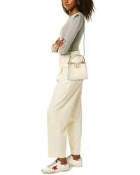 Valentino Vlogo Small Leather Tote, White