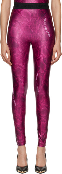 Versace Jeans Couture Fushcia Lizard Print High-Waist Leggings