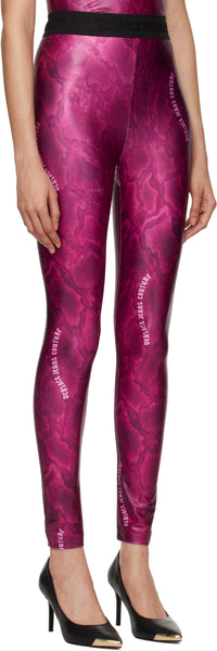 Versace Jeans Couture Fushcia Lizard Print High-Waist Leggings