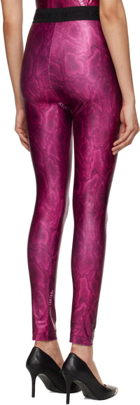Versace Jeans Couture Fushcia Lizard Print High-Waist Leggings
