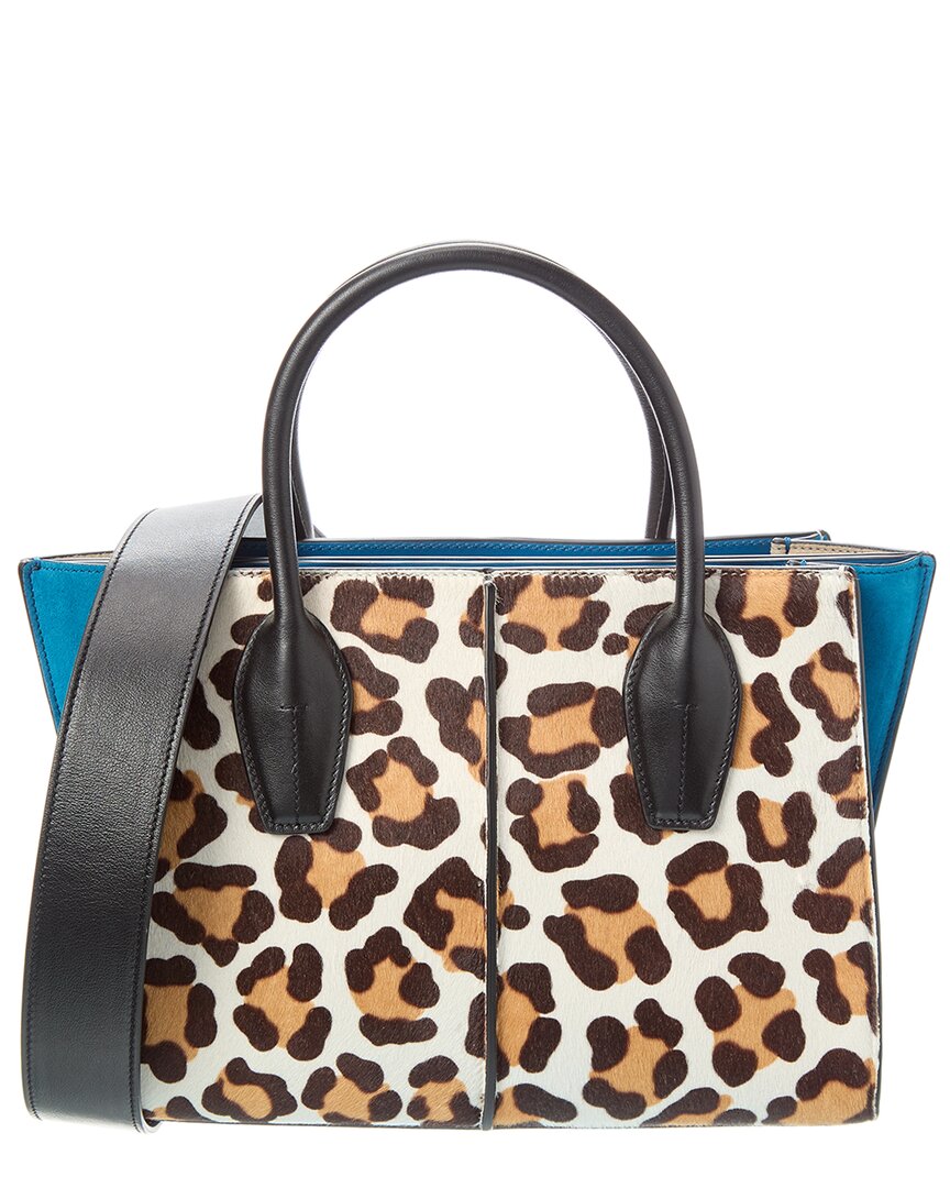 Tod’S Logo Haircalf & Suede Tote ONE SIZE Brown Multi